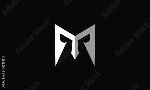 Letter M warrior helmet logo design
