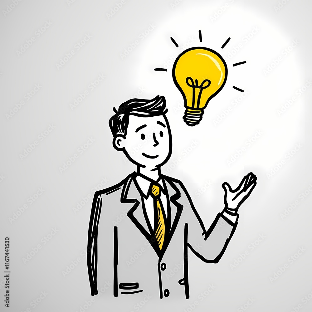 Conceptual image of a business individual with a glowing lightbulb as a head, conveying innovation, creativity, and inspiration within a professional setting. Conceptual image of a business individual with a glowing lightbulb as a head, conveying innovation, creativity, and inspiration within a professional setting.