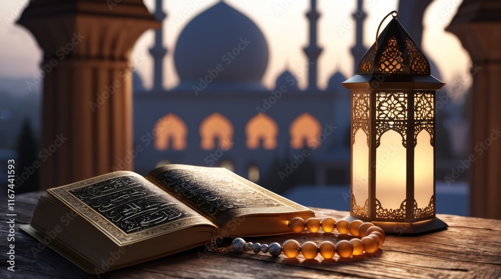 Fototapeta premium a serene and intimate ramadan setting feat