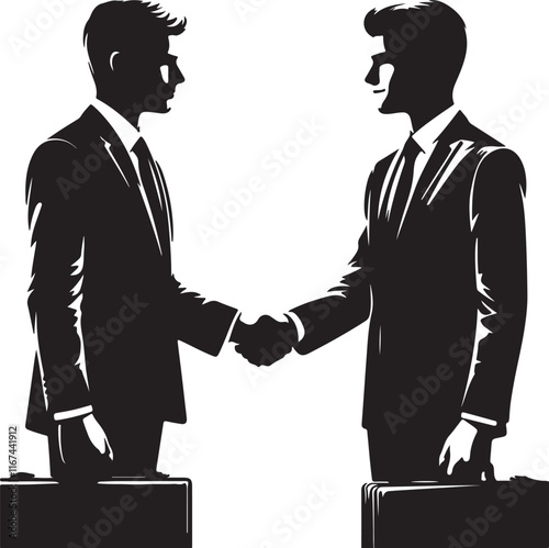 Business people shaking hands and two businessmen shaking hands