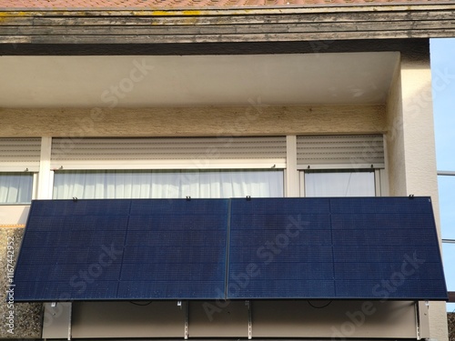 Fotografie Solar panels on a balcony - balcony power plant