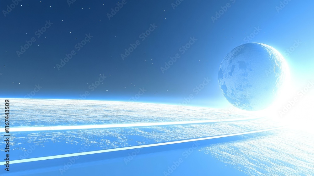 Fototapeta premium Cosmic Blue Planet and Moon