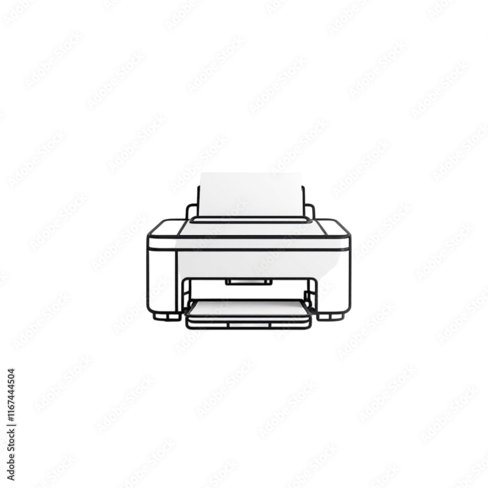 A Minimalist Printer Outline with No Extra Lines on Transparent Background A Minimalist Printer Outline with No Extra Lines on Transparent Background