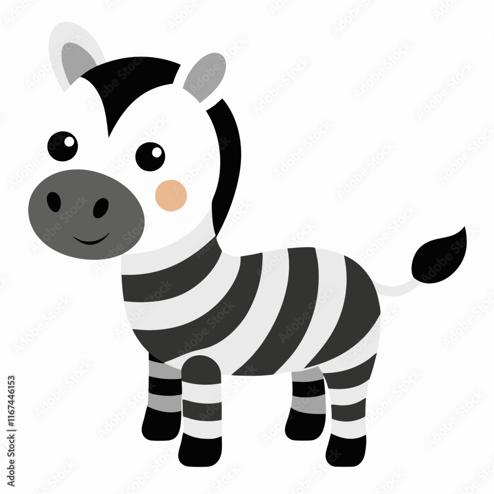 Fototapeta premium cute baby carton zebra animal vector icon with white background
