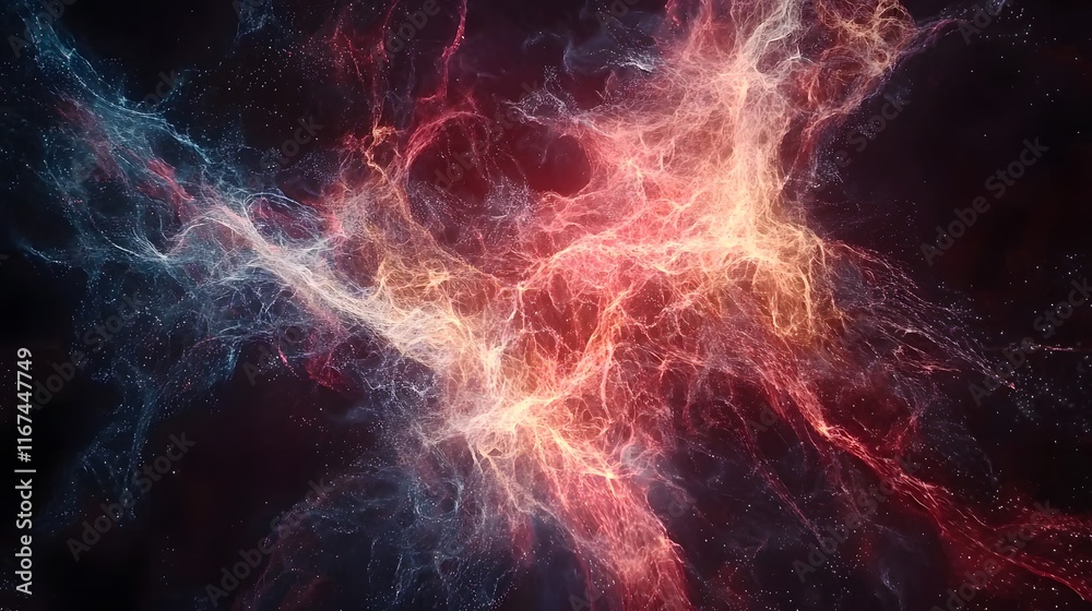 Abstract Cosmic Nebula Red Blue Energy Flow Abstract Cosmic Nebula Red Blue Energy Flow