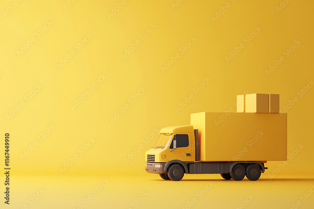 Modern Yellow Delivery Truck - Minimalist Design Modern Yellow Delivery Truck - Minimalist Design