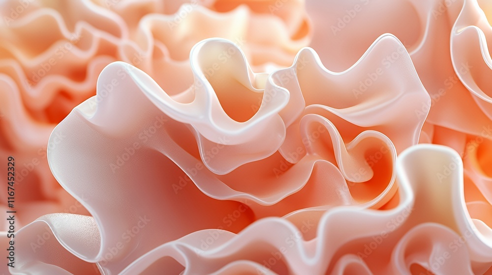 Abstract Peach Colored Fabric Draped in Soft Waves Abstract Peach Colored Fabric Draped in Soft Waves