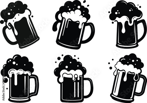Beer silhouette, Beer glass line art vector illustration, beer glass bottle icon symbol design, beer vector graphic illustration
