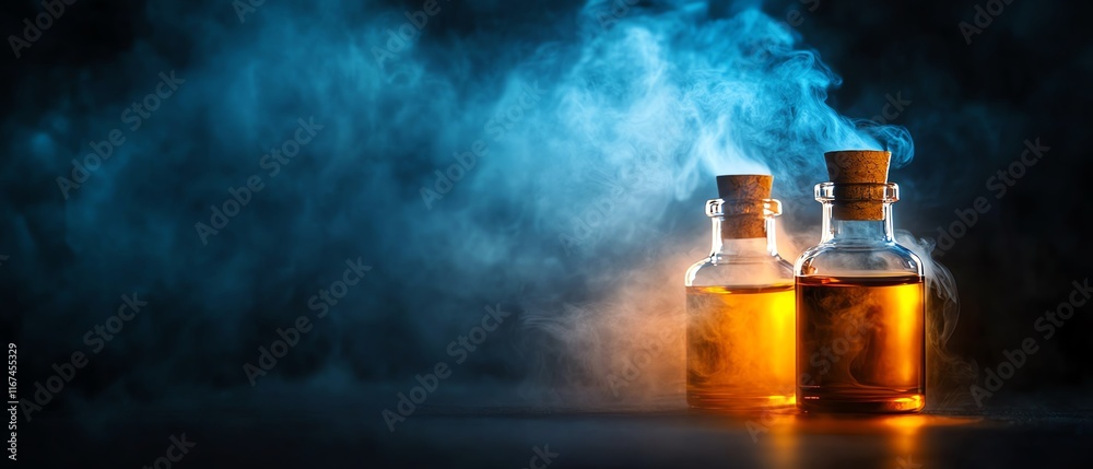 Artistic display of glowing drink bottles. Artistic display of glowing drink bottles.