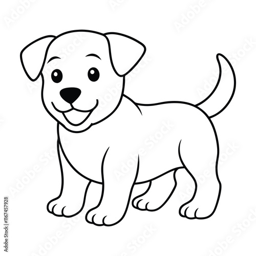 a cute baby dog with happy face on white background photo