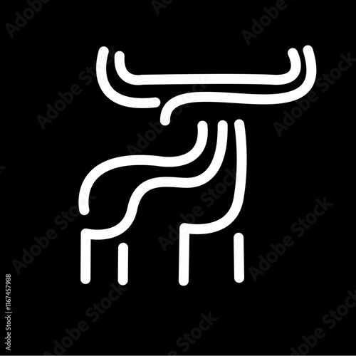 Deer head antler line icon. Elk buck symbol. Wild animal logo. Wilderness sign. Vector illustration. deer antler head vector logo design. unique deer circular logo design icon, deer head circular icon
