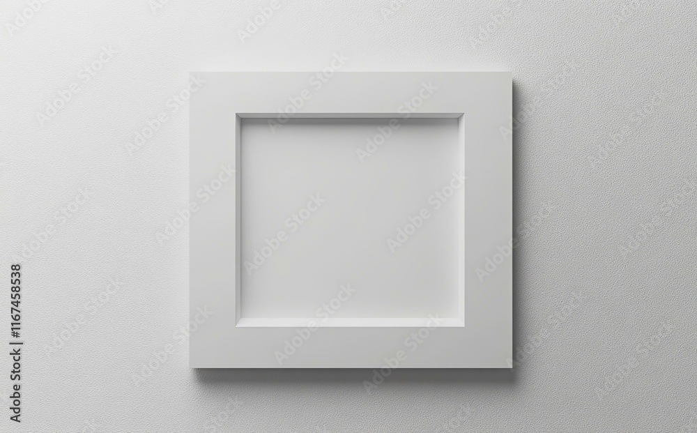 White Square Frame on a Light Gray Wall White Square Frame on a Light Gray Wall