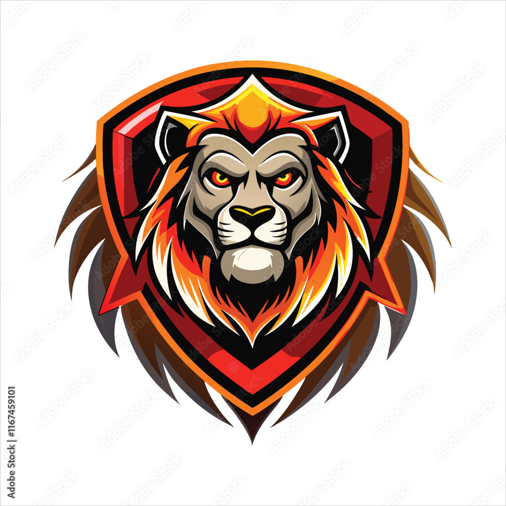 Fototapeta premium Fierce Lion Head Vector with Bold and Intense Colors
