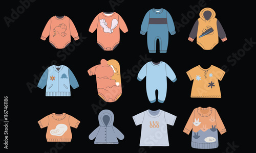 Adorable Baby Clothing Vector Set - Stylish and Cute Infant Apparel Illustrations