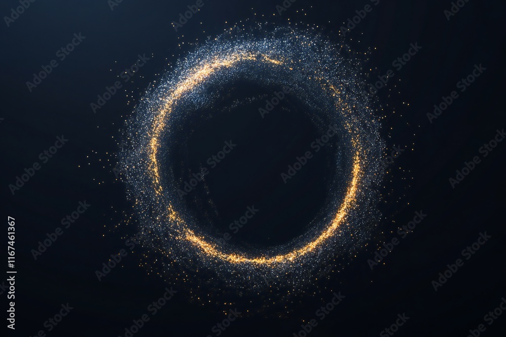Creative digital tech circle on dark backdrop. Big data and technology concept. 3D Rendering Creative digital tech circle on dark backdrop. Big data and technology concept. 3D Rendering