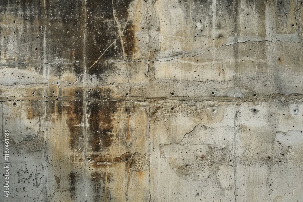 Fototapeta premium Photo of Old grey concrete bunker wall. Background texture for backdrops or mapping