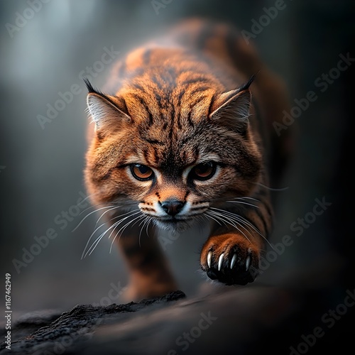 Nighttime prowler with sleek feline like form moving with grace through the deep woods