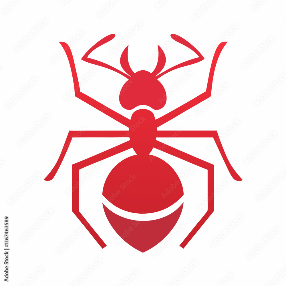 Minimalist Red Ant Logo Design.