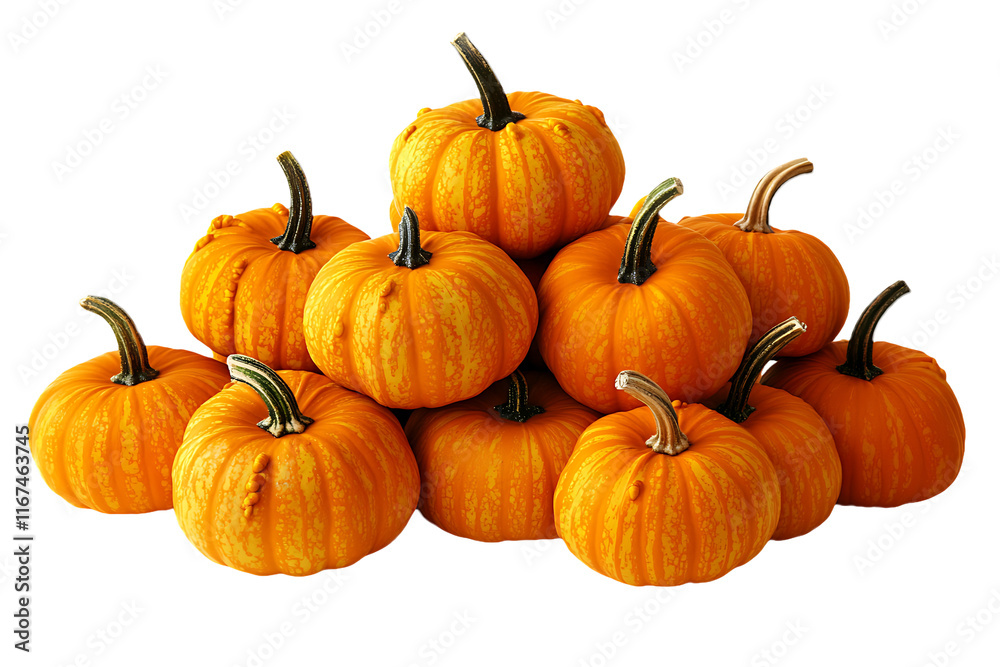 [Transparent Background PNG]Miniature Pumpkins Stacked in a Pile