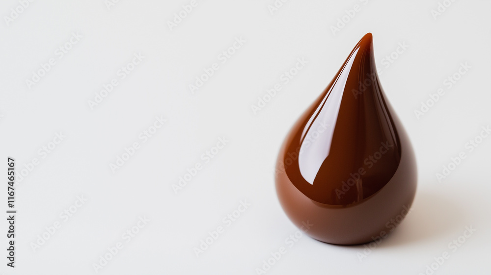 A glossy, smooth chocolate drop sculpture on a minimalist white background, showcasing elegance and simplicity. A glossy, smooth chocolate drop sculpture on a minimalist white background, showcasing elegance and simplicity.