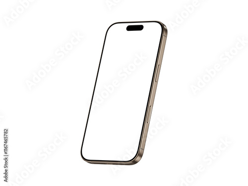 High-Resolution Smartphone App Mockups in Desert Titanium | Clean Design, Blank Screen & Transparent Background