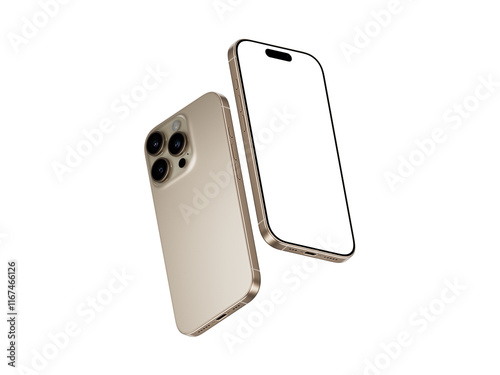 Stylish Smartphone Mockup template - Desert Titanium, Perfect for App Presentation, Transparent Background and Blank Screen