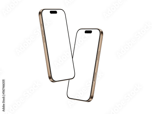 Stylish Smartphone Mockup template - Desert Titanium, Perfect for App Presentation, Transparent Background and Blank Screen