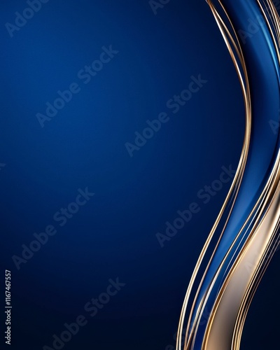Elegant Blue Background with Smooth Golden Waves and a Modern Design Ideal for Creating Stunning Visual Impact in Various Creative Projects and Presentations