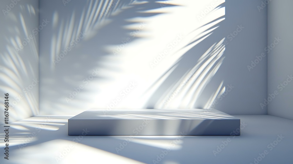 Minimalist Product Showcase with Palm Leaf Shadows Minimalist Product Showcase with Palm Leaf Shadows