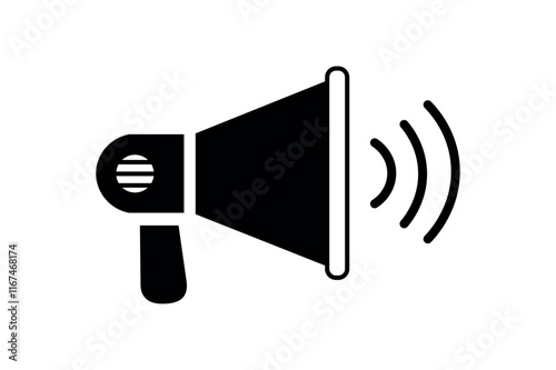 Unique megaphone speaker design symbolizing public address and amplification, megaphone speaker icon, loudspeaker communication symbol, public speaking megaphone, media announcement icon