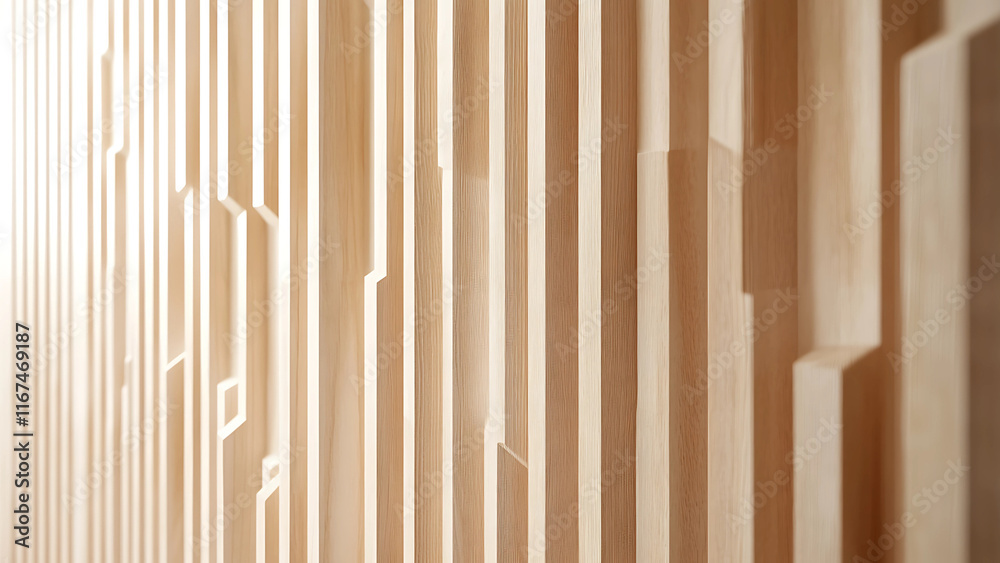 Fototapeta premium ウッド 木材 背景｜ background image of a wooden texture wallpaper with straight vertical patterns. Generative AI