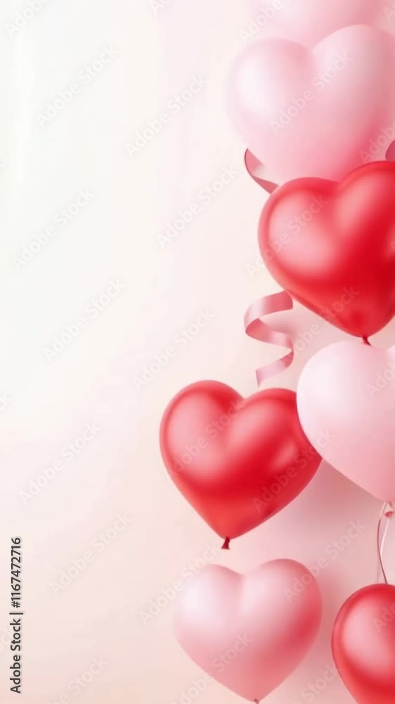Romantic heart balloons with pink and red colors on soft background Romantic heart balloons with pink and red colors on soft background