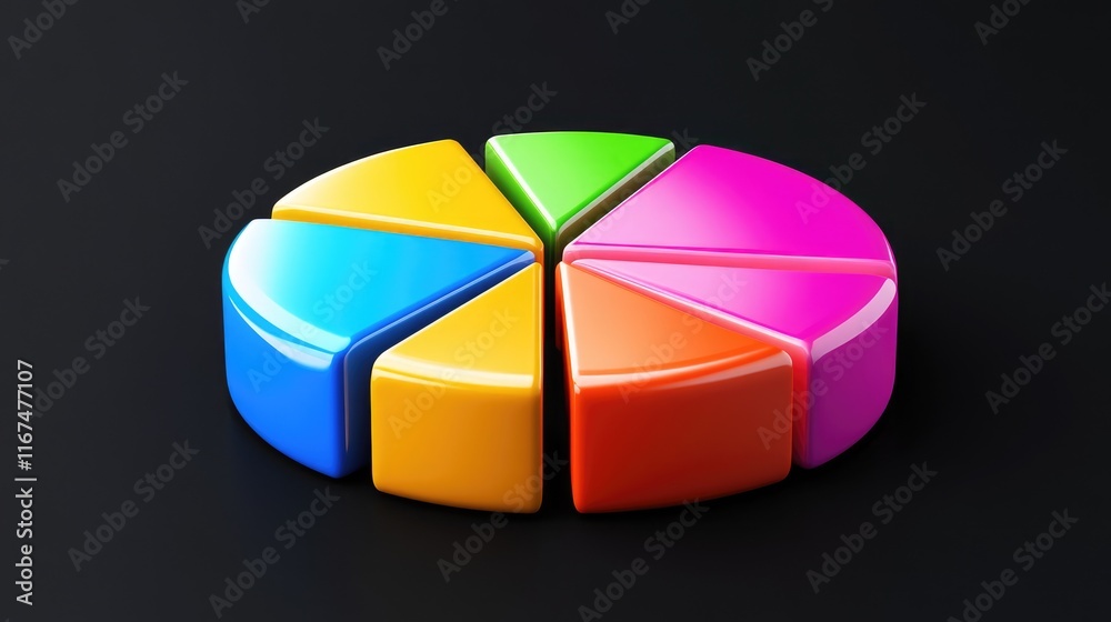 Obraz premium A colorful pie chart with segments representing different data points.