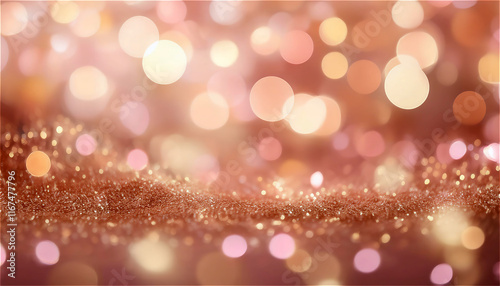 Abstract background with shiny shimmered beige sequins. Color of the year 2025 Mocha Mousse. photo