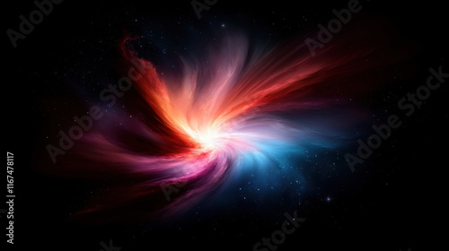 A dark sky filled with mesmerizing red and blue nebula clouds, evoking a sense of mystery and wonder in the universe - Cosmic Chaos