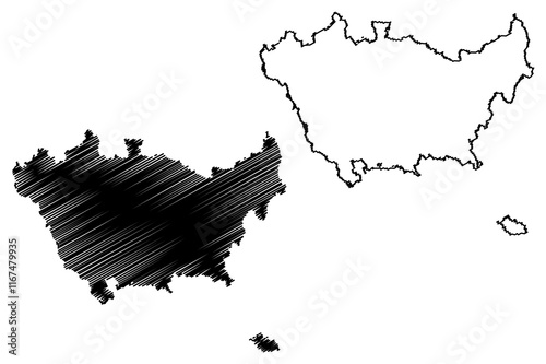 Metropolitan City of Milan (Milano, Italy, Italian Republic, Lombardy region) map vector illustration, scribble sketch Province of Milan map