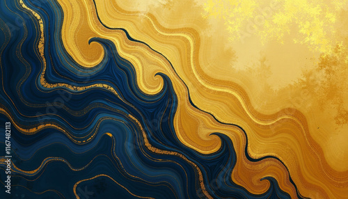 Stunning Gold and Blue Abstract Marble Design