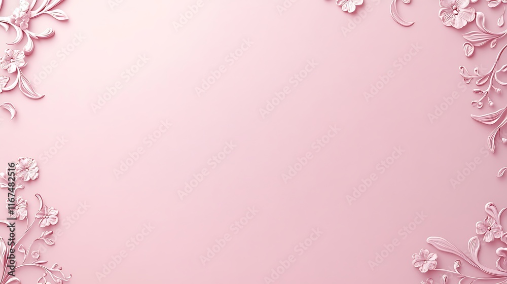 Pink Floral Background With Intricate Design Elements Pink Floral Background With Intricate Design Elements