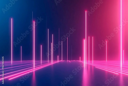 Wallpaper Mural Bright neon pathway with glowing vertical light beams in pink and blue tones, evoking futuristic and digital technology themes.
 Torontodigital.ca
