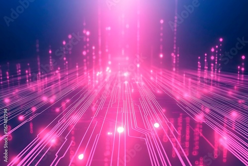 Wallpaper Mural Bright neon pathway with glowing vertical light beams in pink and blue tones, evoking futuristic and digital technology themes.
 Torontodigital.ca