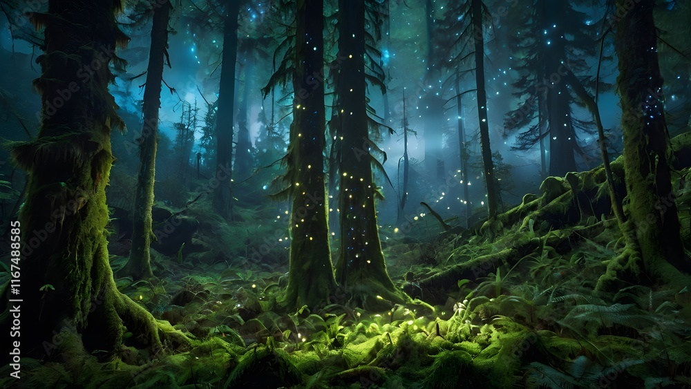 Obraz premium Enchanting Firefly Forest at Night