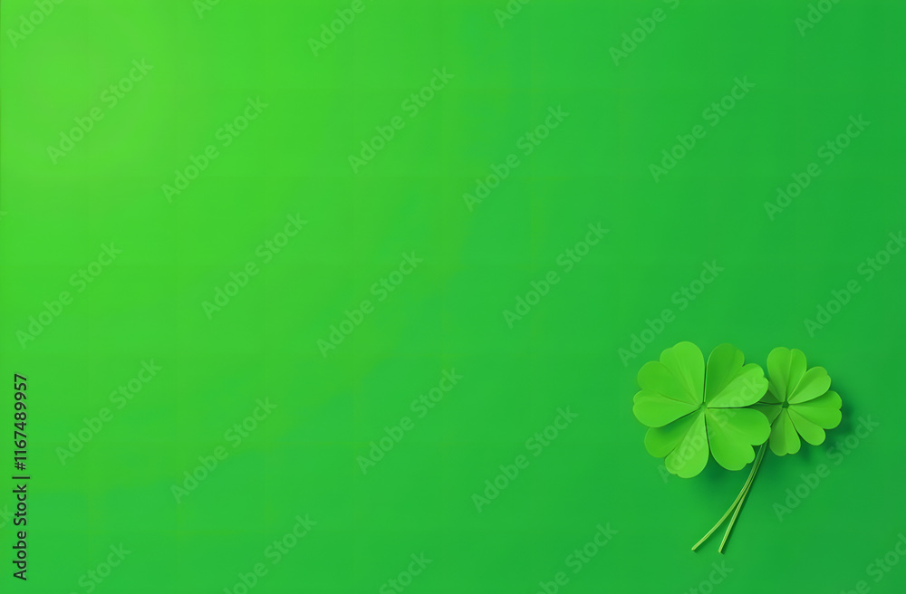 St Patricks Day side border of paper shamrocks over a green wood background St Patricks Day side border of paper shamrocks over a green wood background