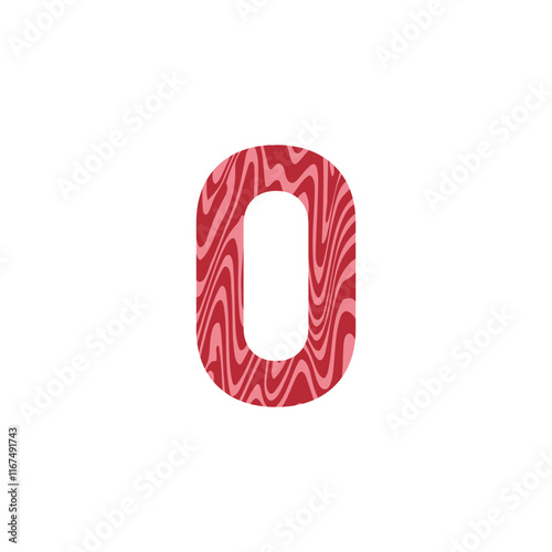 Letter O from fresh raw meat with marble. Vector latin meat alphabet.  Red tenderloin beef meat font for restaurants, butcher shop, farmers market.