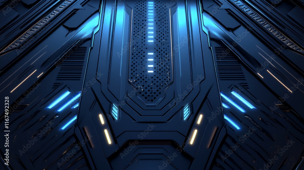 Fototapeta premium Abstract Dark Blue Metallic Panel Futuristic Design