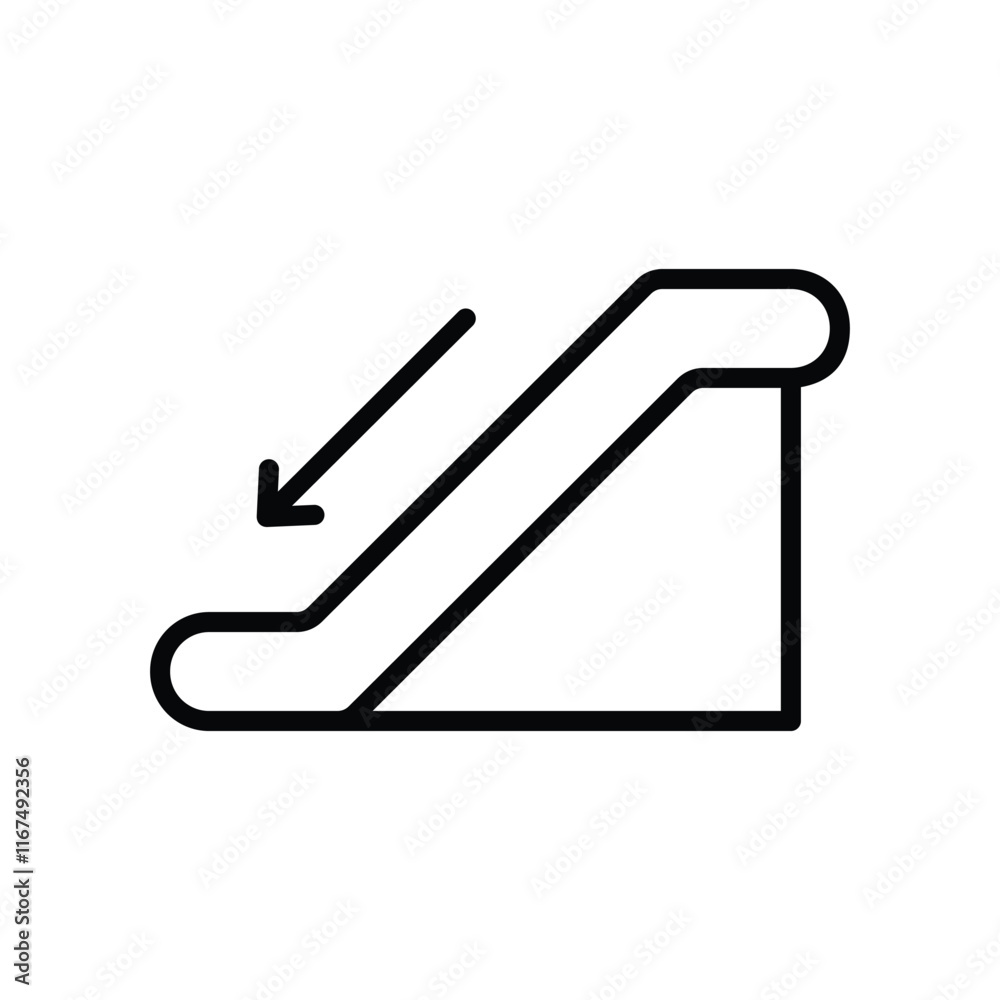 Escalator down icon line vector design template with trendy style Escalator down icon line vector design template with trendy style