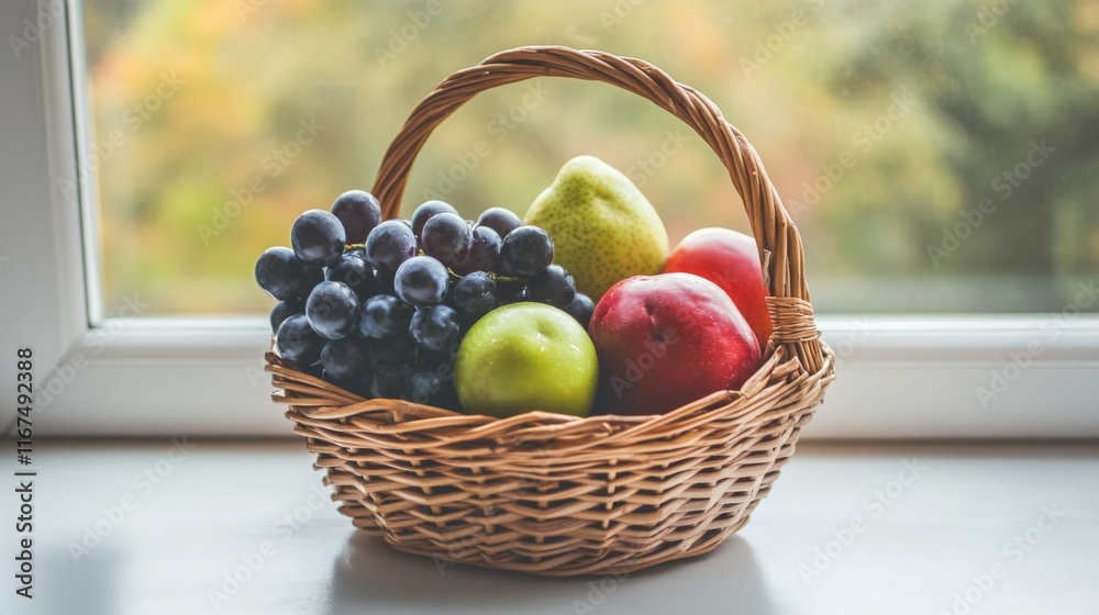 Fresh Fruits in Basket with Natural Lighting Fresh Fruits in Basket with Natural Lighting