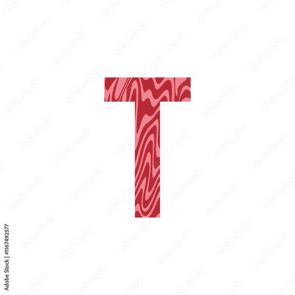 Letter T from fresh raw meat with marble. Vector latin meat alphabet. Red tenderloin beef meat font for restaurants, butcher shop, farmers market. Letter T from fresh raw meat with marble. Vector latin meat alphabet. Red tenderloin beef meat font for restaurants, butcher shop, farmers market.