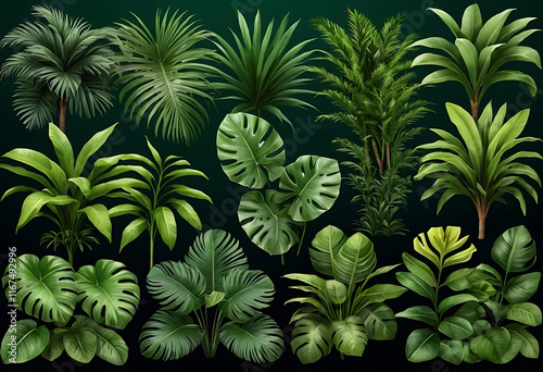 Wallpaper Mural Vibrant Tropical Leaves Arranged on a White Background Torontodigital.ca