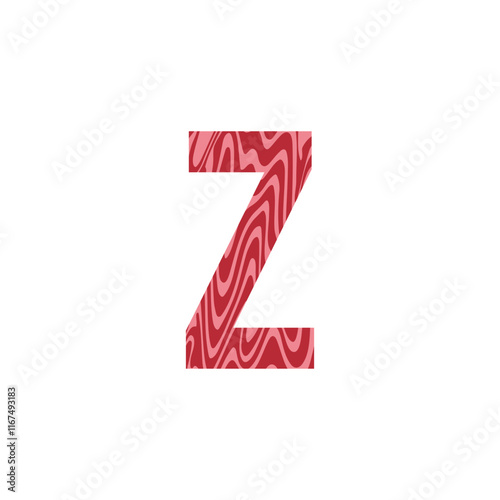 Letter Z from fresh raw meat with marble. Vector latin meat alphabet.  Red tenderloin beef meat font for restaurants, butcher shop, farmers market.