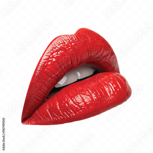 abstract 3d Kissing woman's Bright red lips  isolated on white background